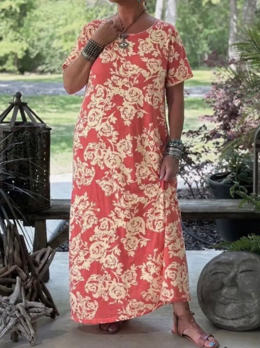 Jaded Gypsy Weekend Wander Dress Bed of Roses Floral O/S 100% Cotton